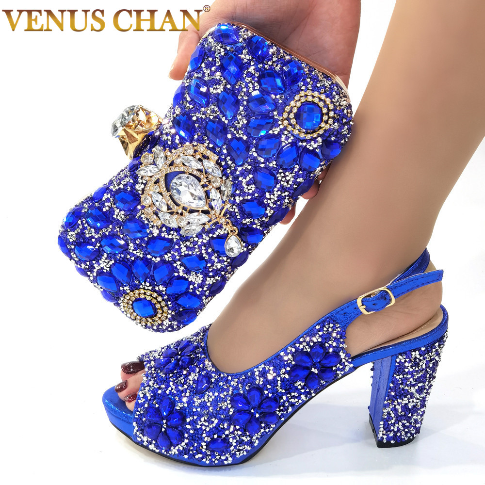 Luxury Bags And Shoes - Rhinestone High Heel Shoes and Bag