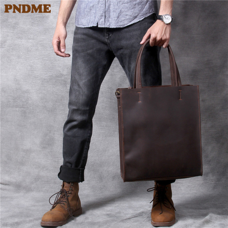 Vintage couro genuíno dos home - Luxury Bags That Fit Laptop avaliação e preço