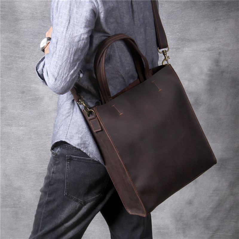 Vintage couro genuíno dos home - Luxury Bags That Fit Laptop avaliação e preço