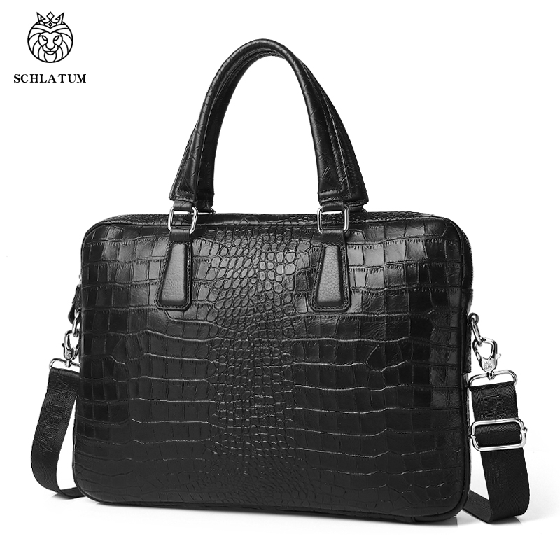 Schlatum couro genuíno crocodi - Luxury Bags That Fit Laptop avaliação e preço