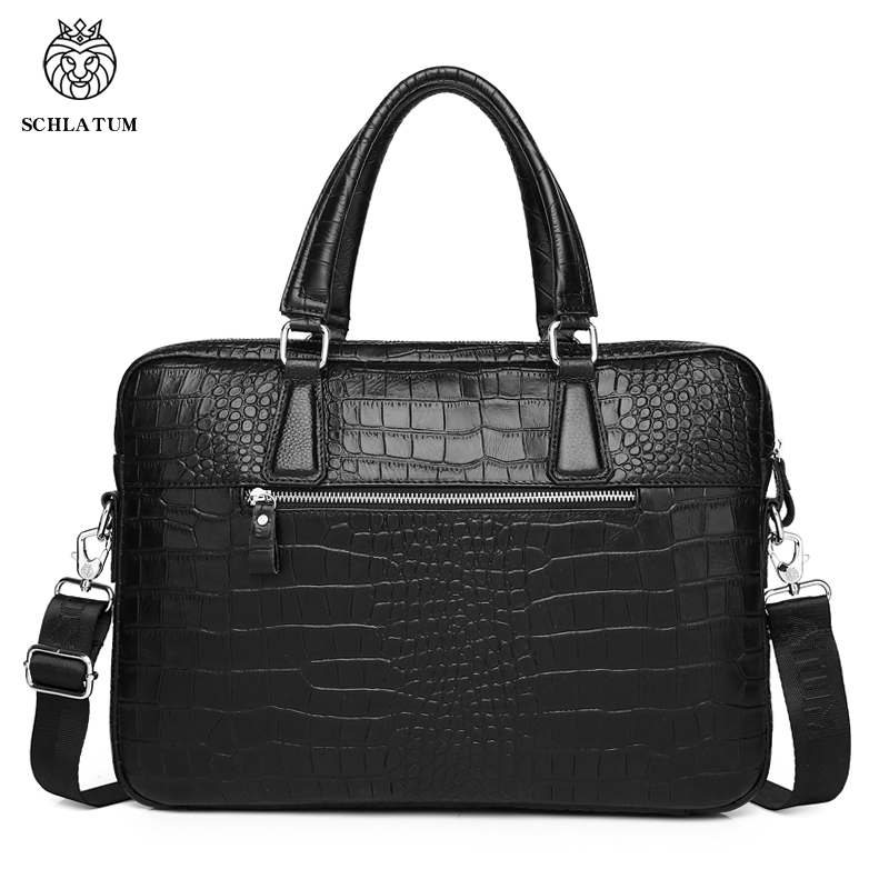 Schlatum couro genuíno crocodi - Luxury Bags That Fit Laptop avaliação e preço