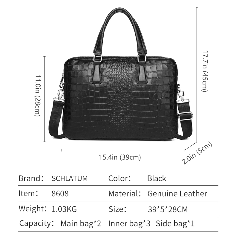 Schlatum couro genuíno crocodi - Luxury Bags That Fit Laptop avaliação e preço