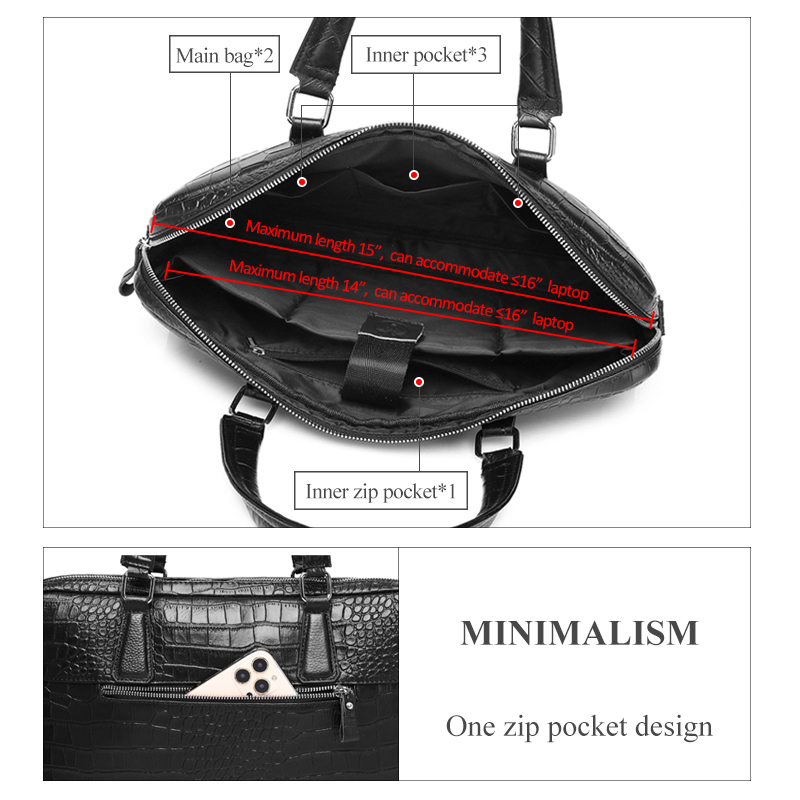 Schlatum couro genuíno crocodi - Luxury Bags That Fit Laptop avaliação e preço